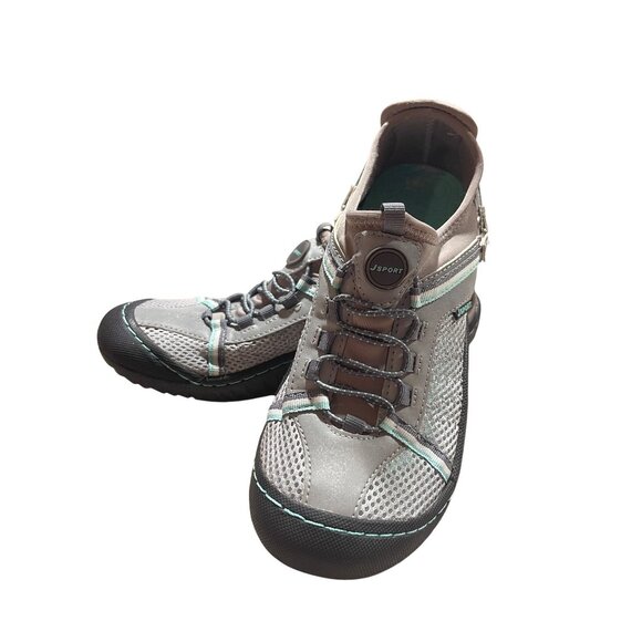 Jsport by Jambu Water-Ready Slip-On Women Shoes 7.5M Gray/Teal Mesh Vegan Upper - Picture 5 of 13